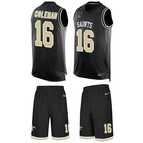 Nike Saints #16 Brandon Coleman Black Team Color Men's Stitched NFL Limited Tank Top Suit Jersey